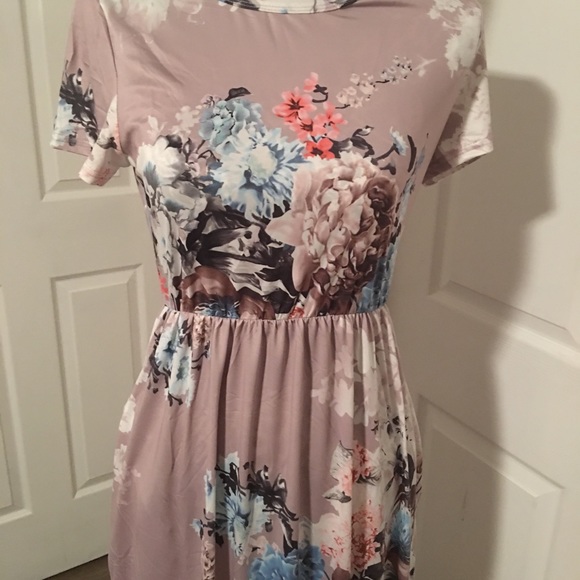 Floral Maxi Dress w Pockets Lavender 1 Lg LEFT - Picture 4 of 4